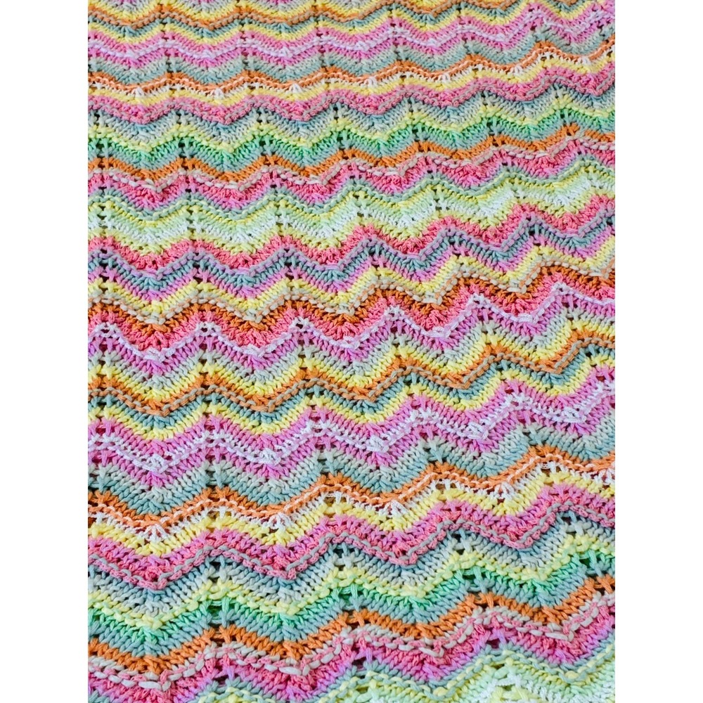 Vintage Sigrid Olsen Rainbow Chevron Crochet Sweater Size L Festival Fairy Twee - Picture 11 of 16